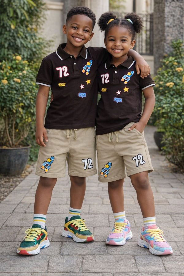 72 Coffee Top and Brown Short 2pcs Unisex Set