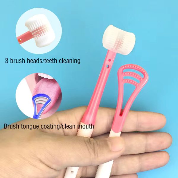 Kids 3-sided or U-shaped Scrapper/toothbrush