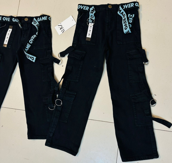 QUALITY UNISEX ZARA 8 POCKET CARGO JEAN BLACK