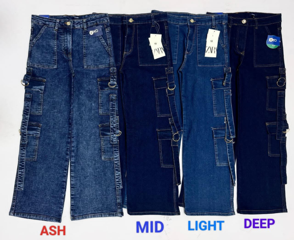 QUALITY ZARA 8 POCKET CARGO JEAN BLUE