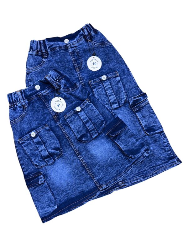 Quality Light Blue Denim Cargo Skirt