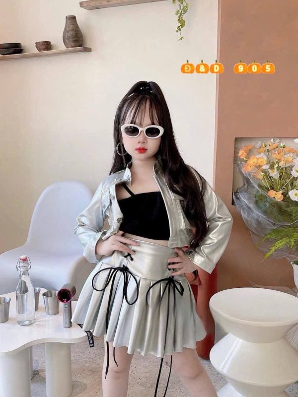 Vietnam Silver Leather Girl 3 in 1 Skirt