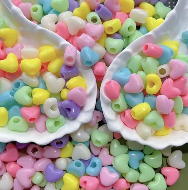 Heart Plastic Beads 9x11mm 100pcs